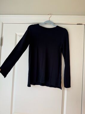 J.Jill Pima Cotton Long Sleeve T-Shirt, Navy Blue, Size Small